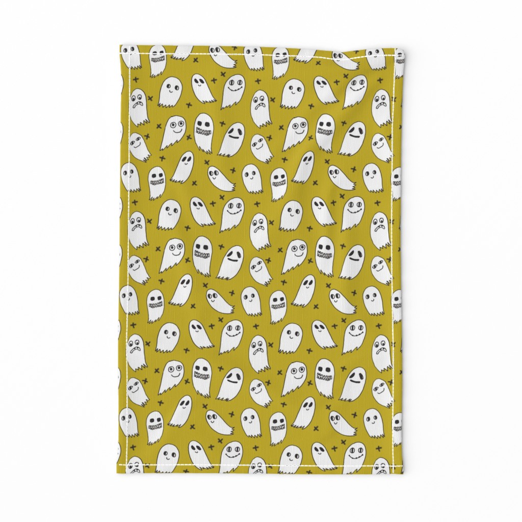 ghosts // green halloween fabric cute scary spooky ghosties ghost halloween kids fabric