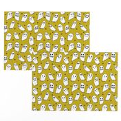 ghosts // green halloween fabric cute scary spooky ghosties ghost halloween kids fabric