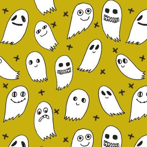 ghosts // green halloween fabric cute scary spooky ghosties ghost halloween kids fabric