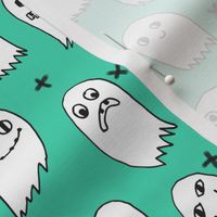 ghost // ghosts green kids baby fabric for halloween october spooky scary halloween fabric design