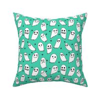 ghost // ghosts green kids baby fabric for halloween october spooky scary halloween fabric design