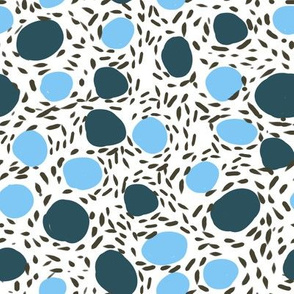 abstract blue dots pebbles stones painted blue kids abstract print