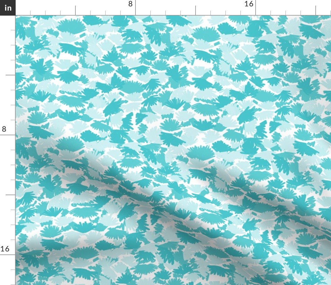 abstract turquoise aqua camo leaves leaf camouflage girls nursery sweet aqua print