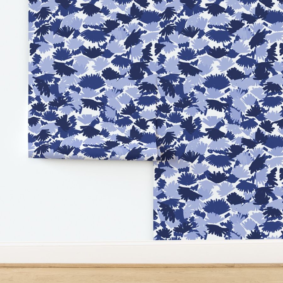 indigo abstract camo camouflage leaves leaf cute indigo painted abstract print