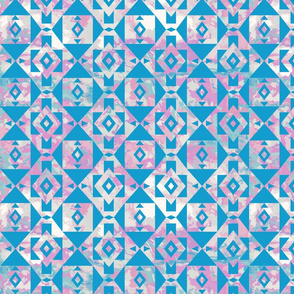 Marbled Southwest Geometric in Pink and Blue