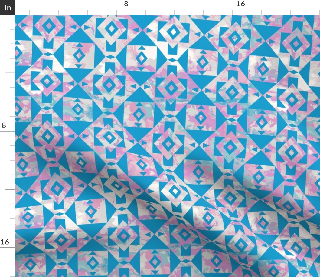 Marbled Southwest Geometric in Pink and Blue