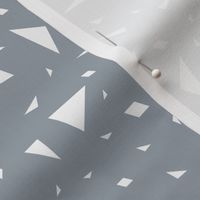 Scaterred triangles - white on smokey blue geometric abstract || by sunny afternoon