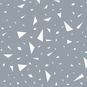 Scaterred triangles - white on smokey blue geometric abstract || by sunny afternoon