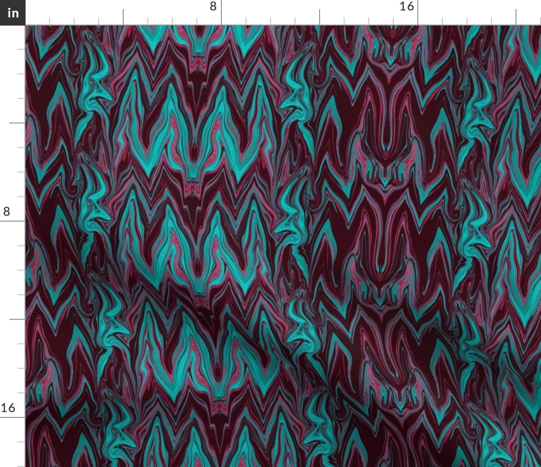 Tearful Ogre Bargello, Burgundy and Turquoise