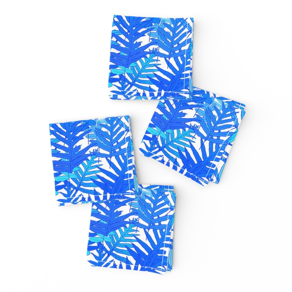 Fern Tangle Blues on White 150