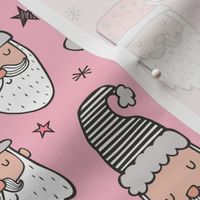 Christmas Santa Claus with Stars on Pink