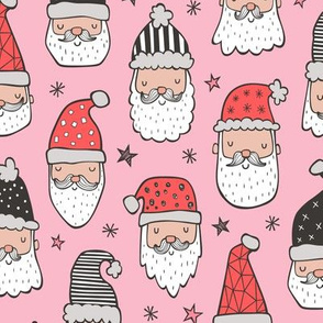 Christmas Santa Claus with Stars on Pink