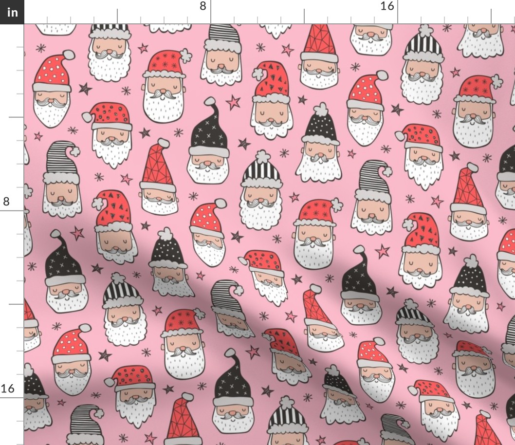 Christmas Santa Claus with Stars on Pink