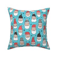 Christmas Santa Claus with Stars on Blue