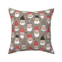 Christmas Santa Claus with Stars on Brown