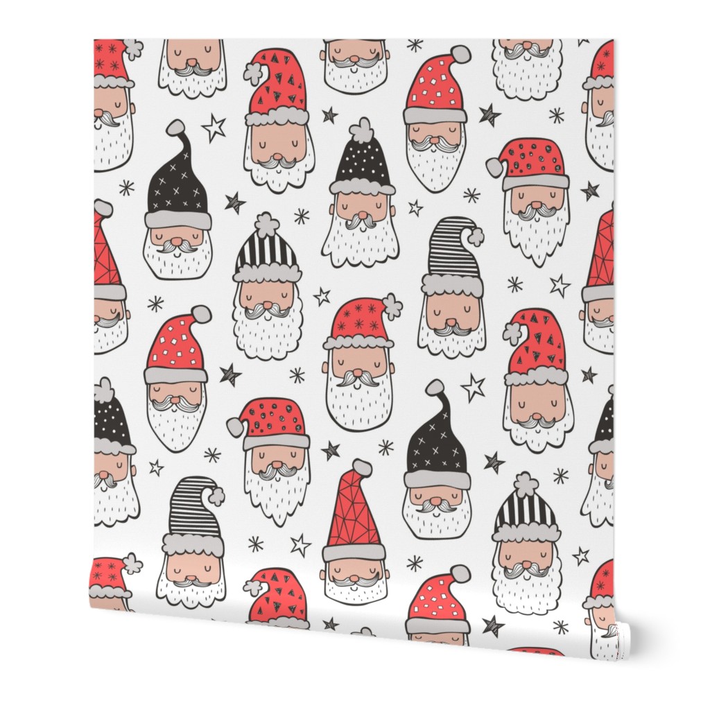 Christmas Santa Claus with Stars on White