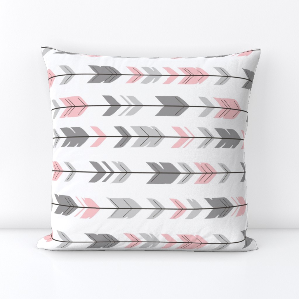 Arrow Feather - grey/pink 90 degree- Meadow Sunrise