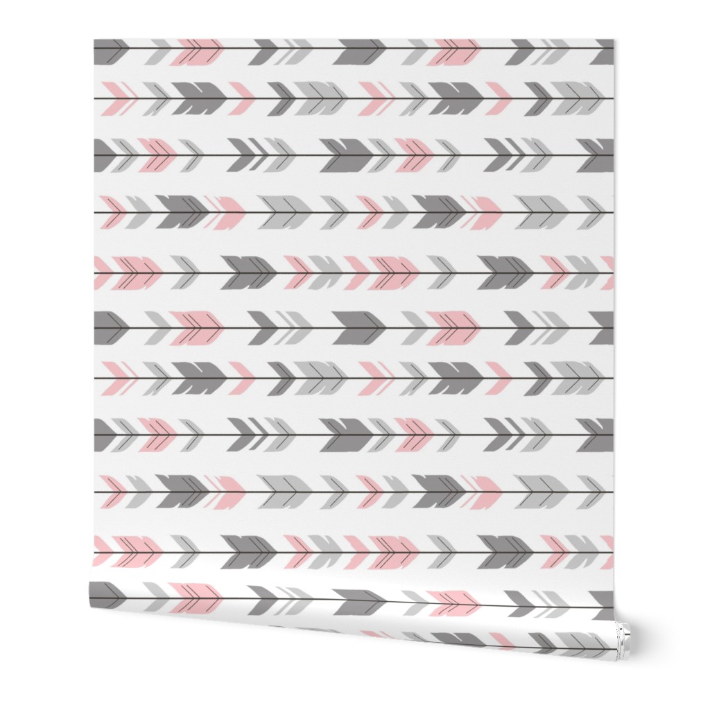 Arrow Feather - grey/pink 90 degree- Meadow Sunrise