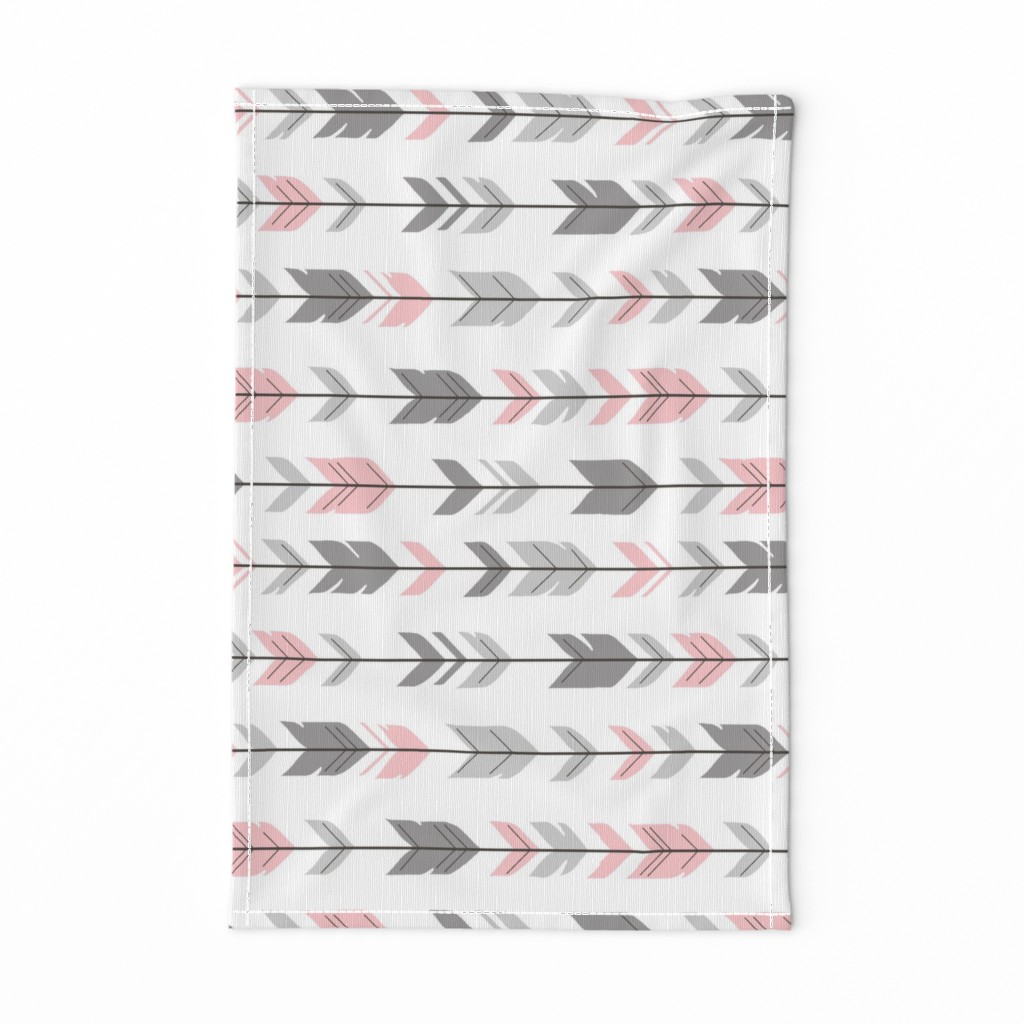 Arrow Feather - grey/pink 90 degree- Meadow Sunrise