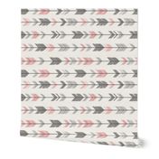 Arrow Feather - grey/pink 90 degree- Meadow Sunrise