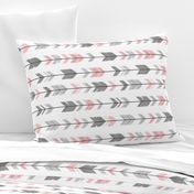 Arrow Feather - grey/pink 90 degree- Meadow Sunrise