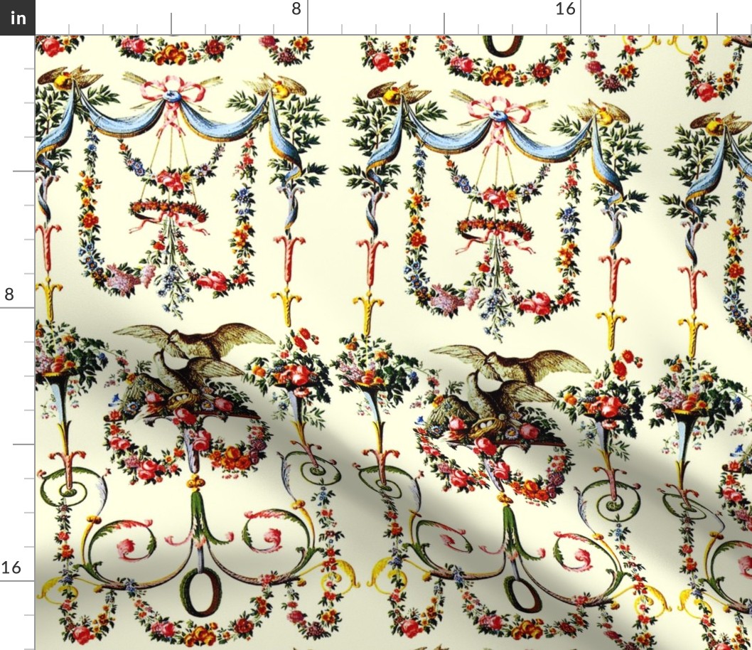 Victorian leaf leaves swags curtains ribbons bows arrows birds flowers floral roses festoons vases eggs nests family shabby chic romantic antique vintage baroque rococo  filigree swirls  bows wreath garland