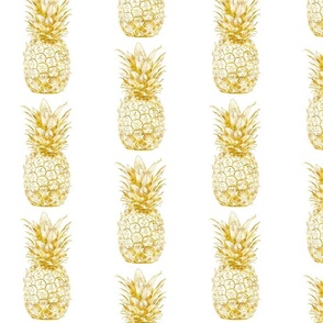 Gold Pineapples on White