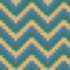 AWK2 - Digital  Bargello Zigzag in Rustic Yellow - Blue - Green