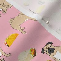 pug pugs dog tacos food cute funny pink pug fabric for baby kids sweet dog owners pug fabrics