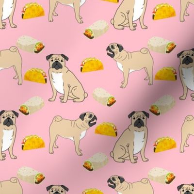 pug pugs dog tacos food cute funny pink pug fabric for baby kids sweet dog owners pug fabrics