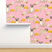 pug pugs dog tacos food cute funny pink pug fabric for baby kids sweet dog owners pug fabrics