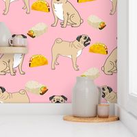 pug pugs dog tacos food cute funny pink pug fabric for baby kids sweet dog owners pug fabrics