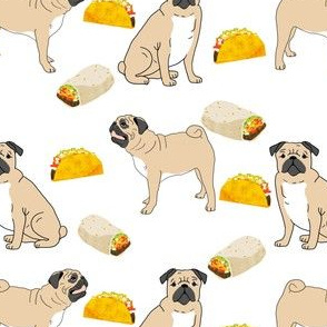 pug tacos pugs pug dog cute pug fabrics with tacos food sweet hipster novelty food print for pug owners