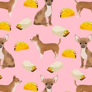 chihuahua dog pink chihuahua fabric with tacos mexican food burrito cute dogs best cute dog fabric for cute pets