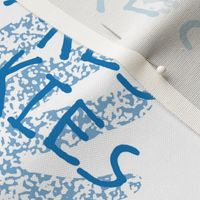 Mimi tea towel with hand-prints, in blue
