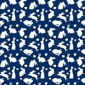 Bunnies + Hearts - Navy