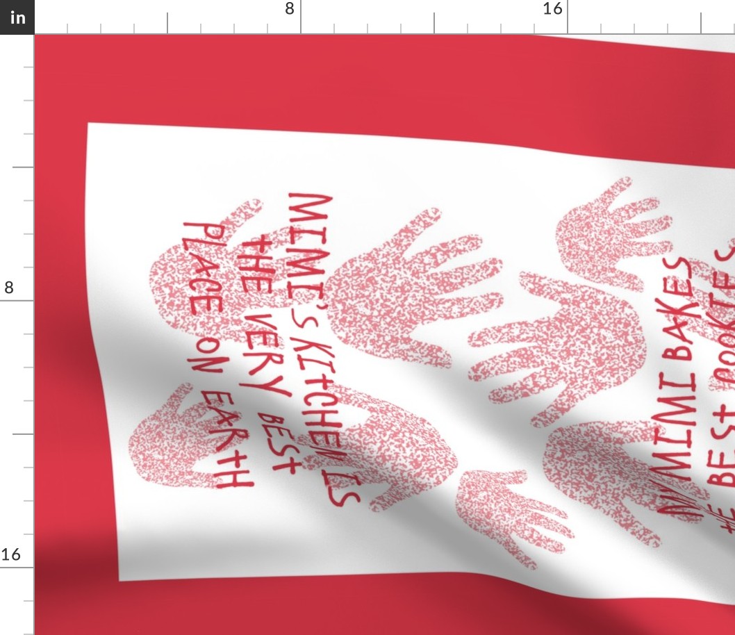 Mimi tea towel red with hand-prints