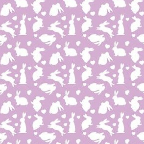 Bunnies + Hearts - Grey Magenta