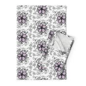 Purple Floral  Doodles on White