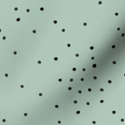 Dots - black on mint small dots scattered tiny polka dots gender neutral || by sunny afternoon