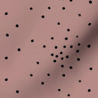 Dots - black on mauve small dots scattered tiny dots baby girl || by sunny afternoon