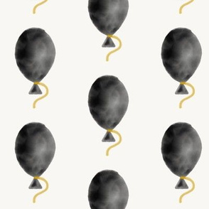 Watercolour balloons - black and mustard