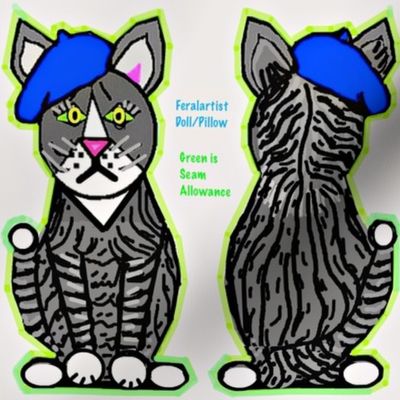 Artist Fabric -  Cut and Sew Feralartist Cat Doll