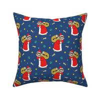 Christmas Santa Cat  Dark Blue