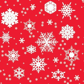 Snowflakes on Red Gift Wrap