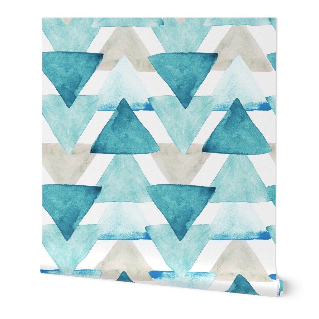 Teal Watercolor Triangles 