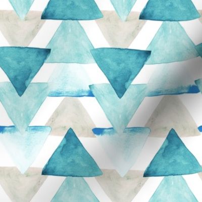 Teal Watercolor Triangles 