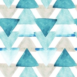 Teal Watercolor Triangles 