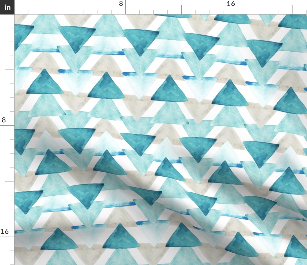 Teal Watercolor Triangles 