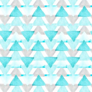Aqua Watercolor Triangles // small